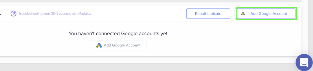 Adding a Google ad account