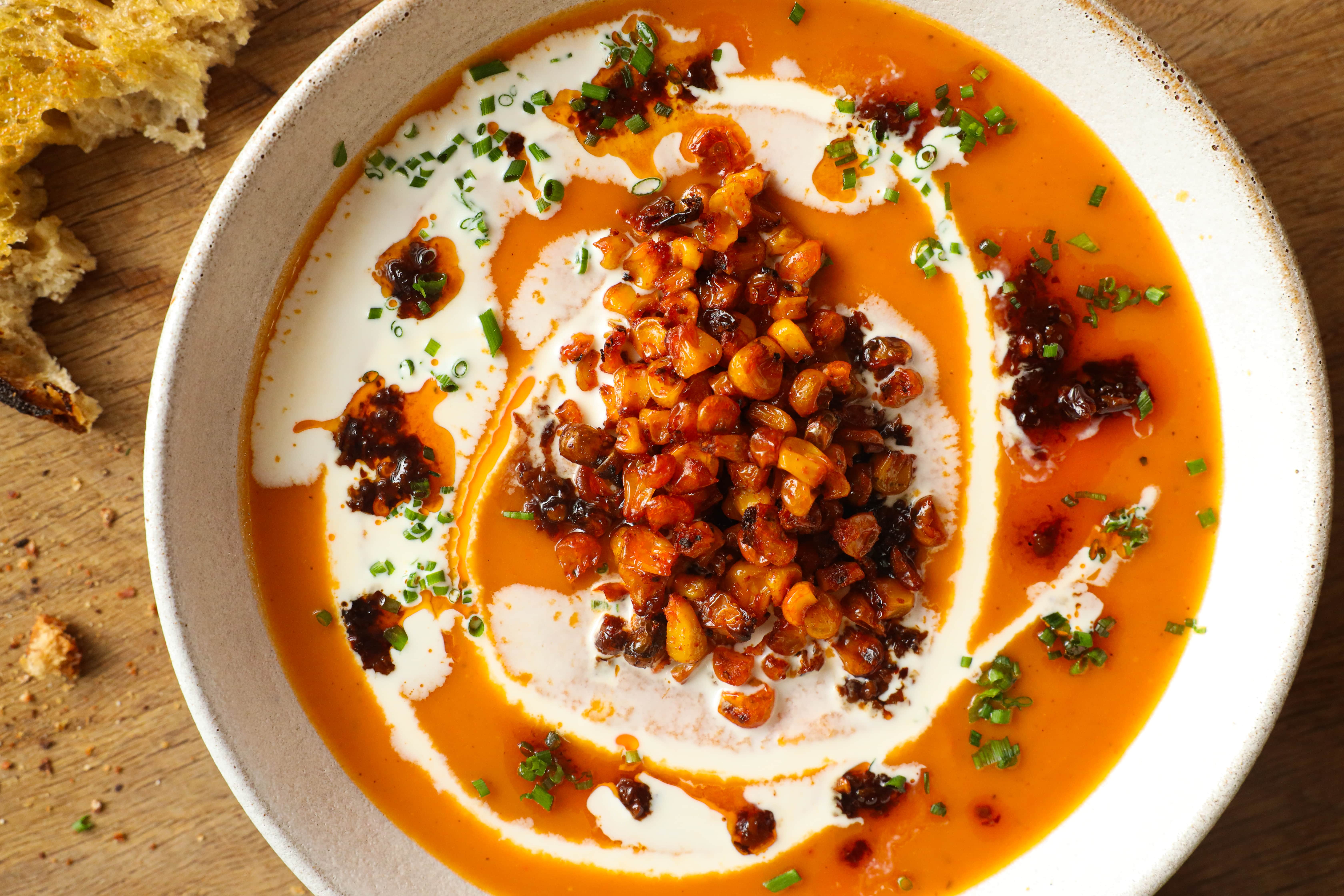 Butternut Squash Soup With Charred Corn and Chilli BOSH!