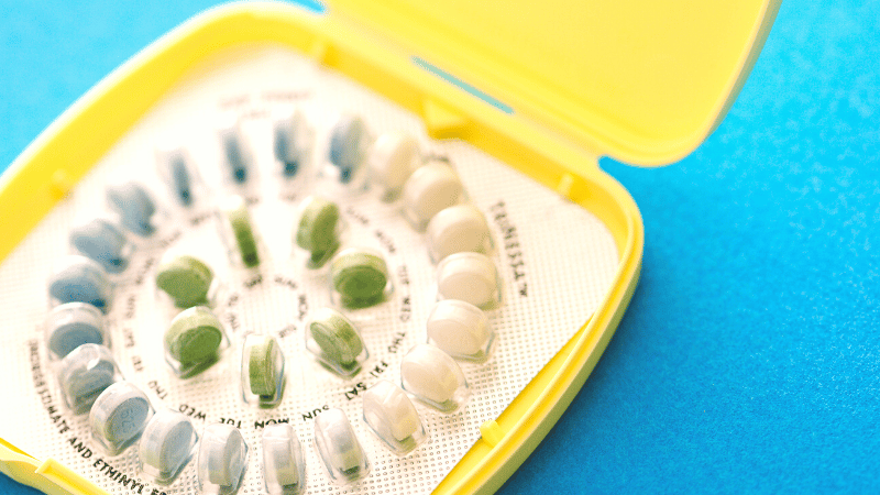 Yellow pack of birth control pills