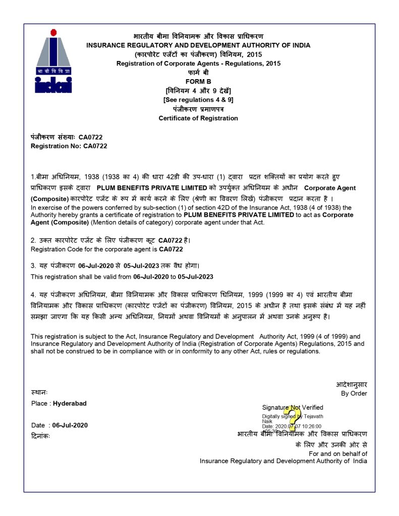 Plum Receives the IRDAI Broker License