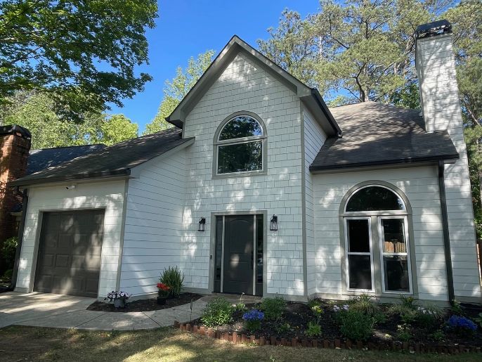 Nichiha Shake Siding, New Front Door, Gutters and Downspouts
