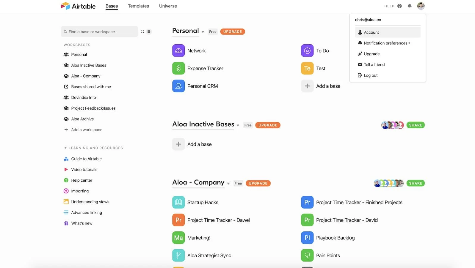 UI/UX Inspiration featuring Airtable's Setting Page
