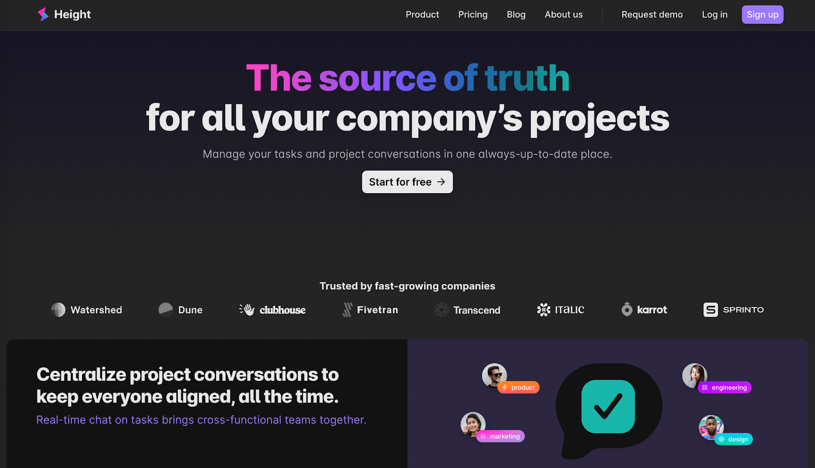 Height project management tool for startups