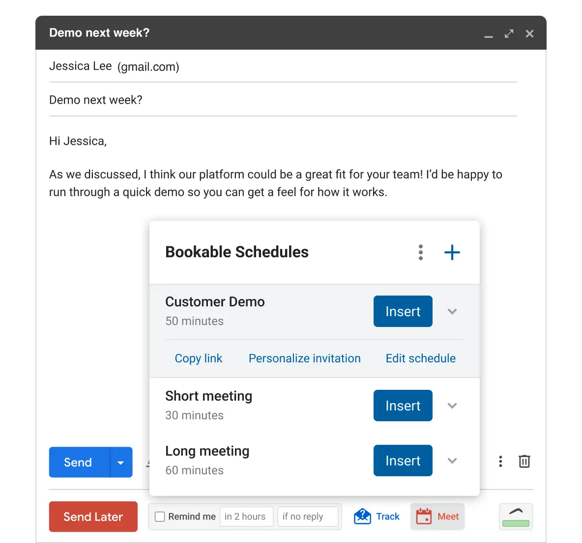 Integrate meeting time in GMail