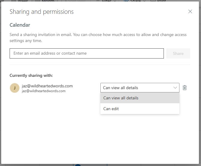 Adjust sharing permissions