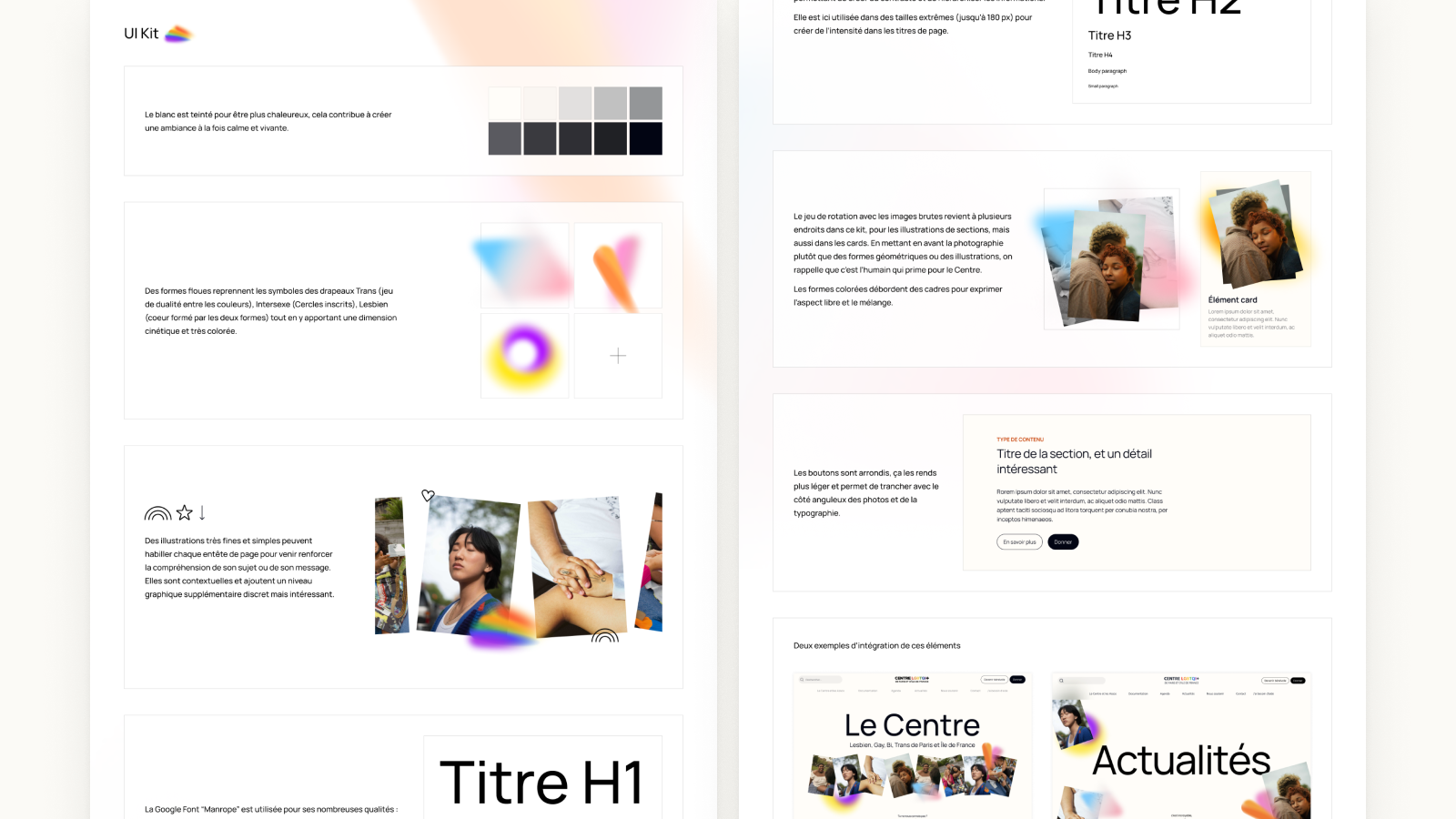 UI Kit du projet Centre LGBTQI+ Paris