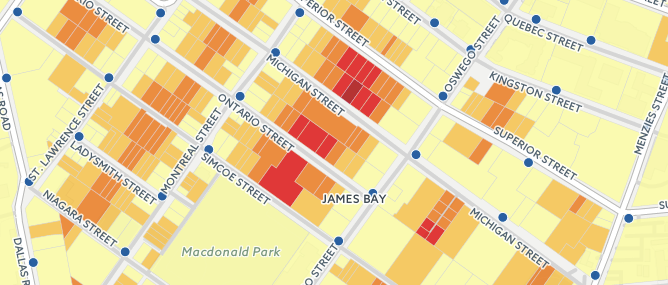 Nearest hydrant distance calculated per-parcel