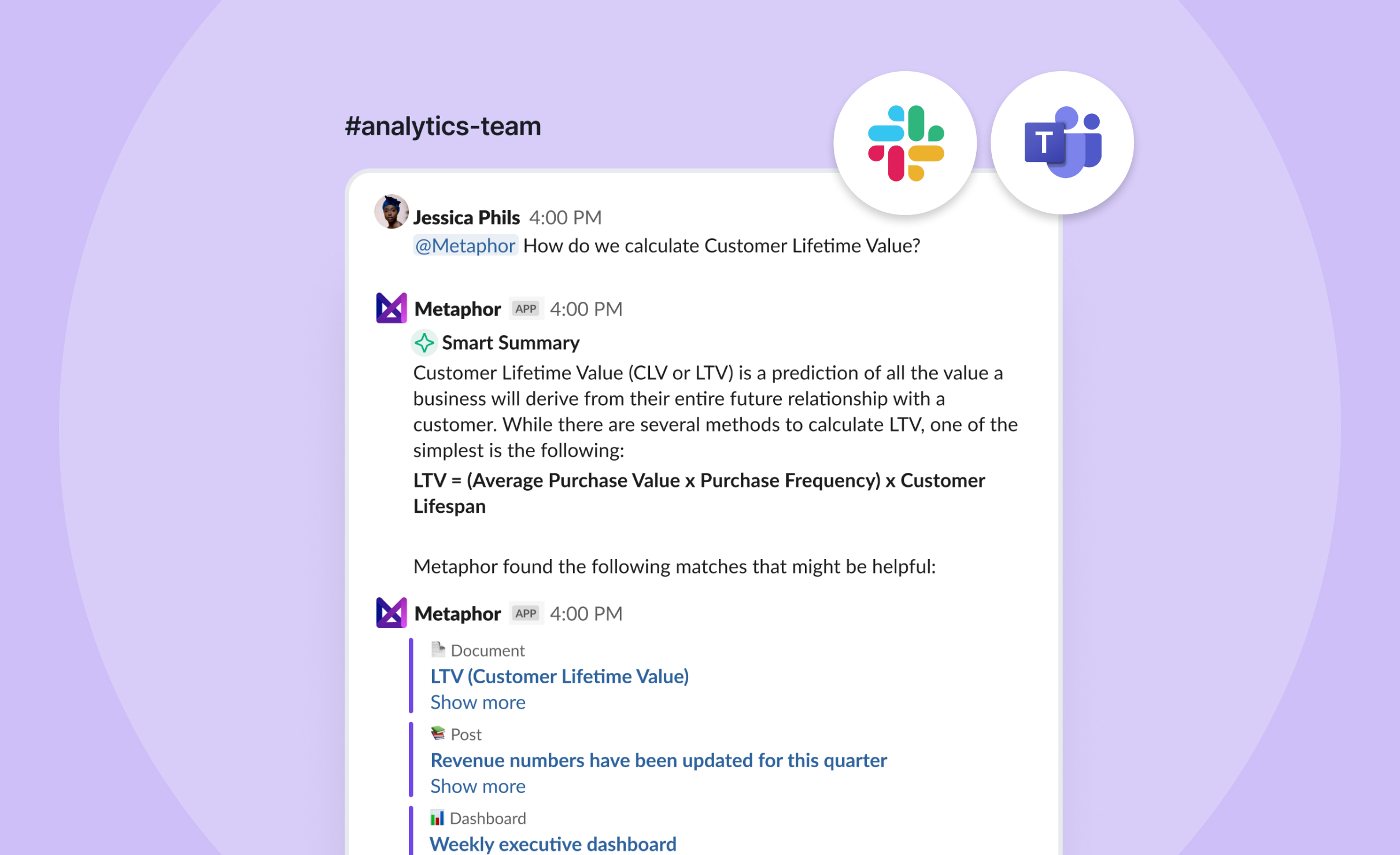 Streamlining Data Collaboration: Metaphor's Integration with Slack and Microsoft Teams