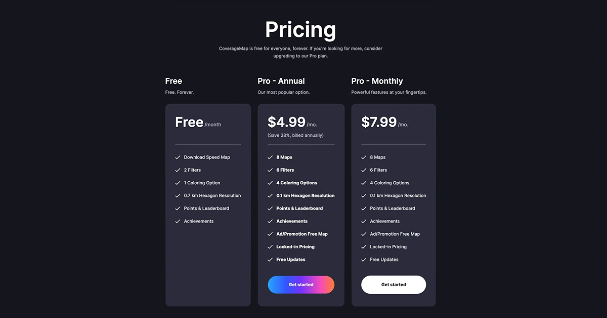Pricing Coveragemap Pricing Coveragemap
