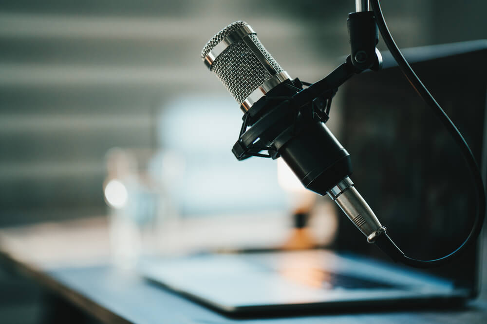 Recording Microphone In A Professional Studio Background, High