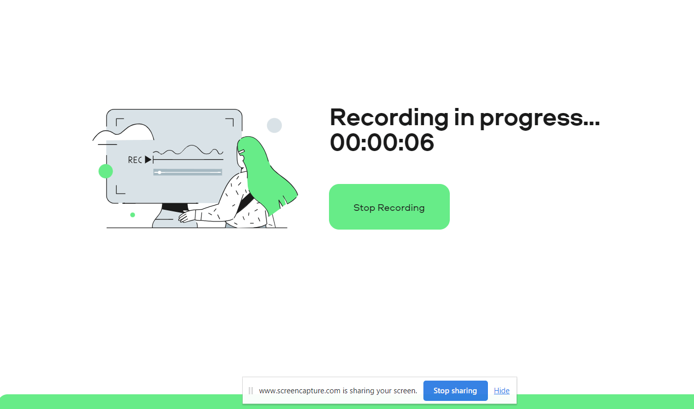 Image of user stopping a screen recording
