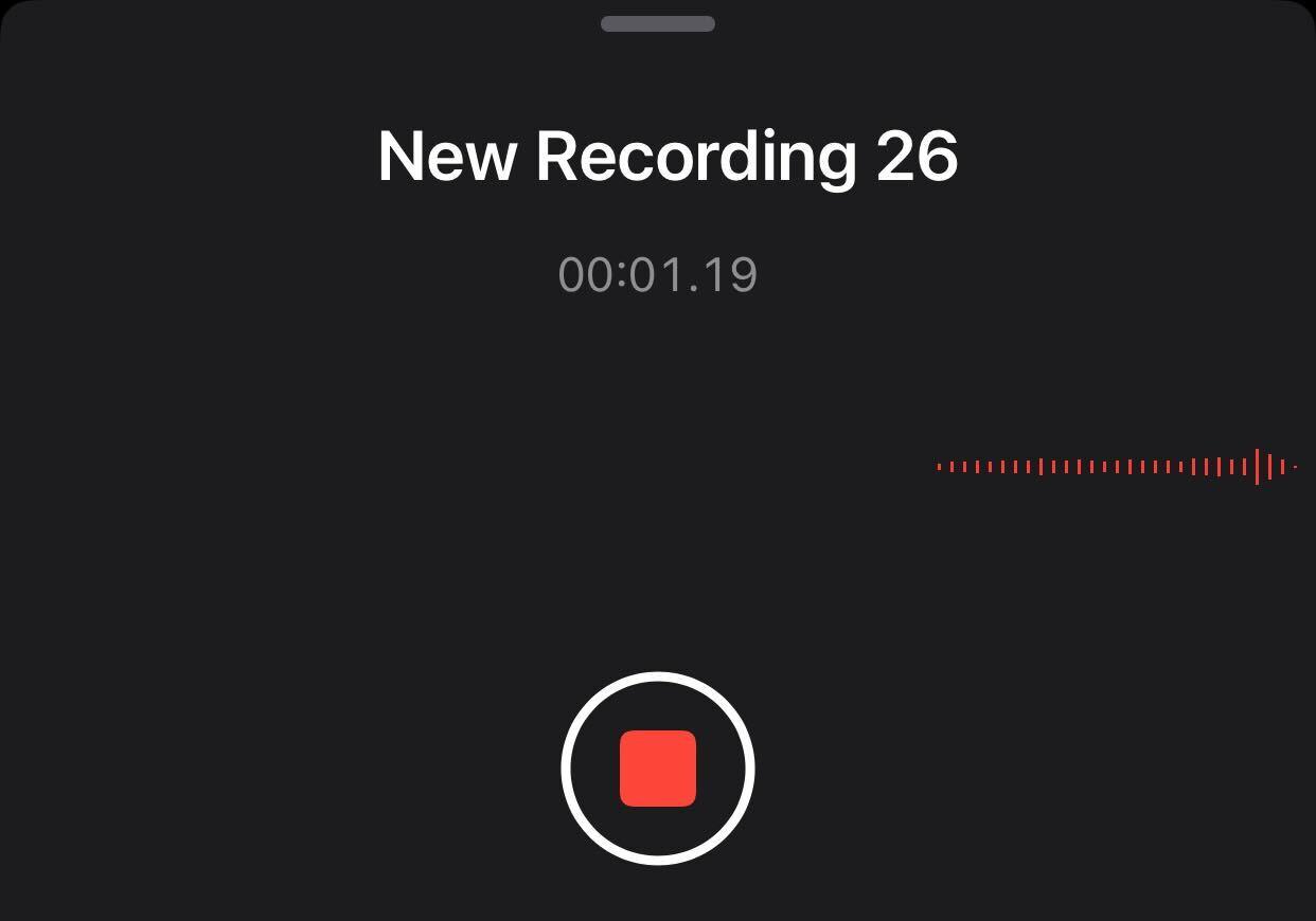 Image of a new recording in progress on iPhone