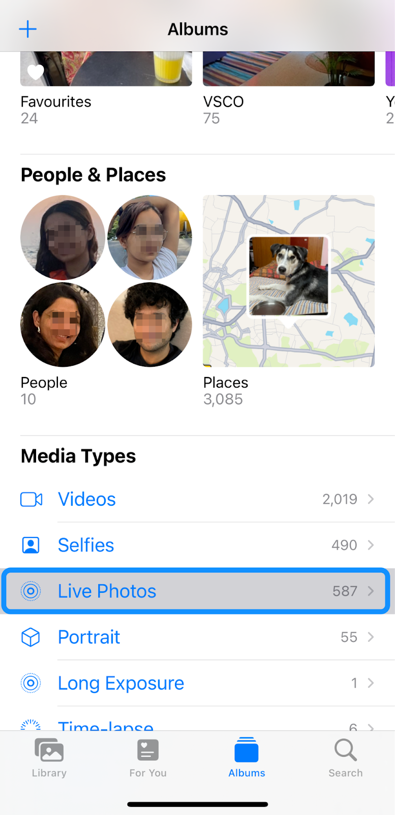 Selecting Live Photos from iPhone