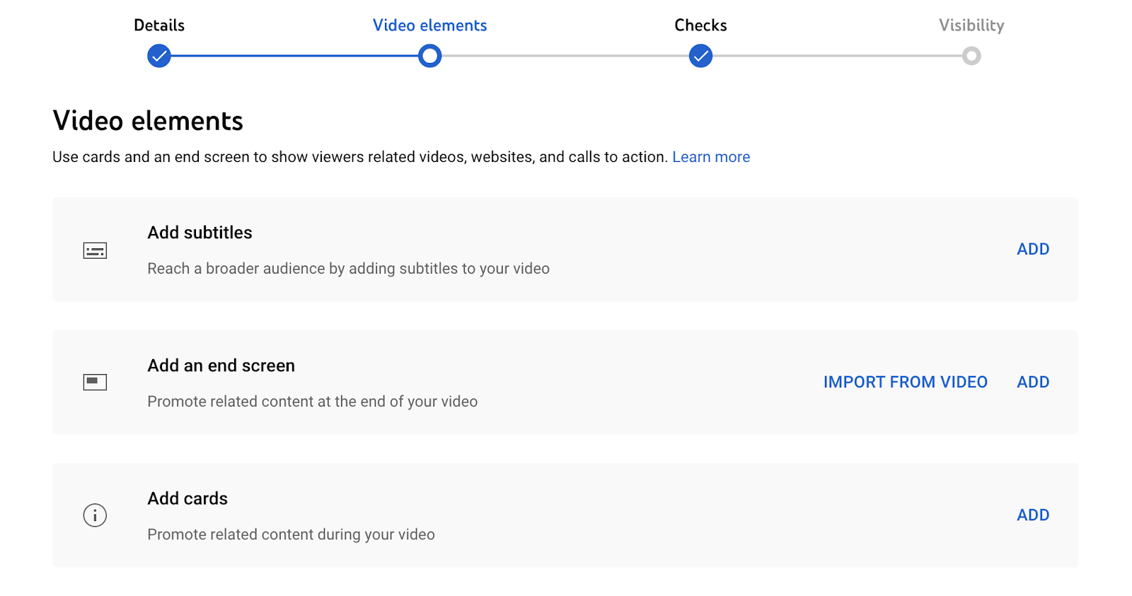 Screen showing option to adjust video elements in YouTube