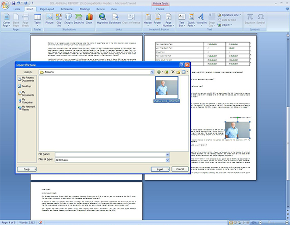 Go to Insert+Pictures, select image from the appropriate path and click Insert