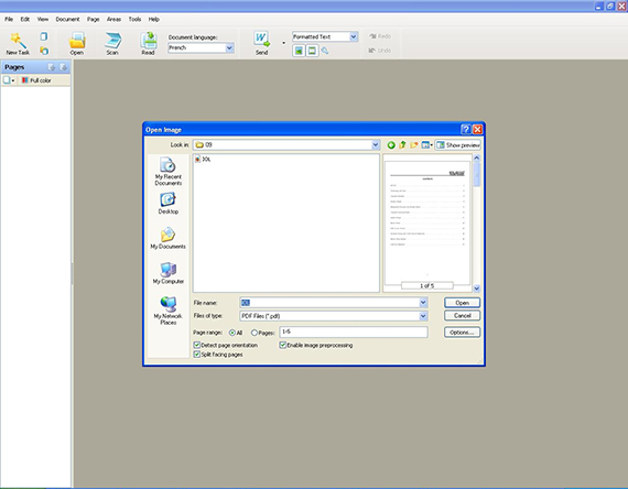 First step of file conversion from PDF to Word