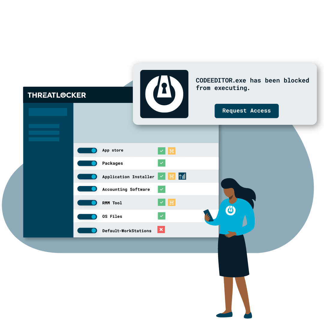 ThreatLocker Default Deny Prompt illustration