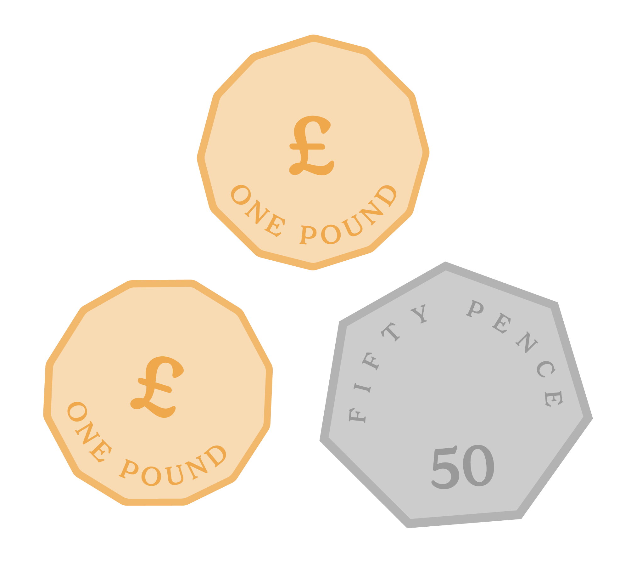 Illustration of some british coins