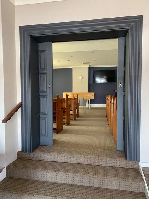 Ocean funeral chapel entrance