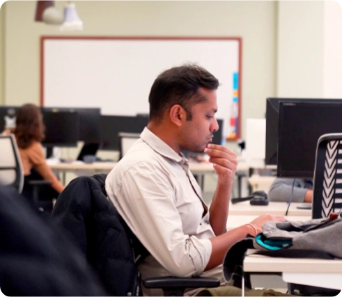 A man working on laptop