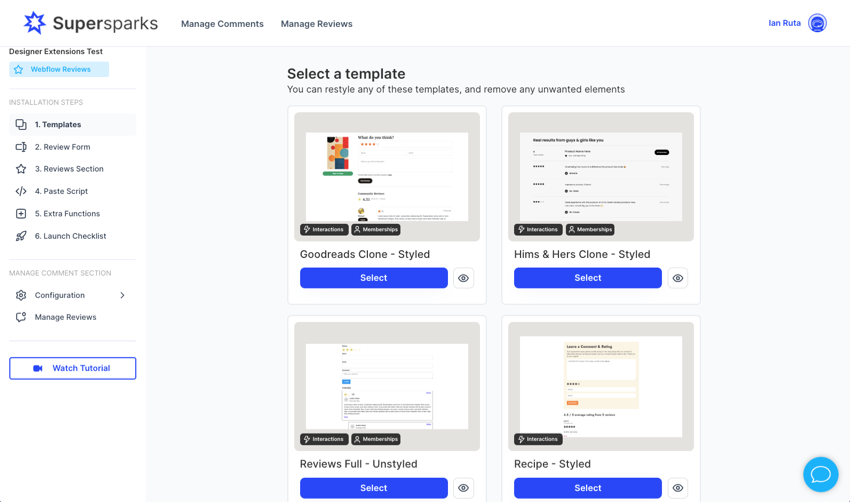 Webflow reviews components