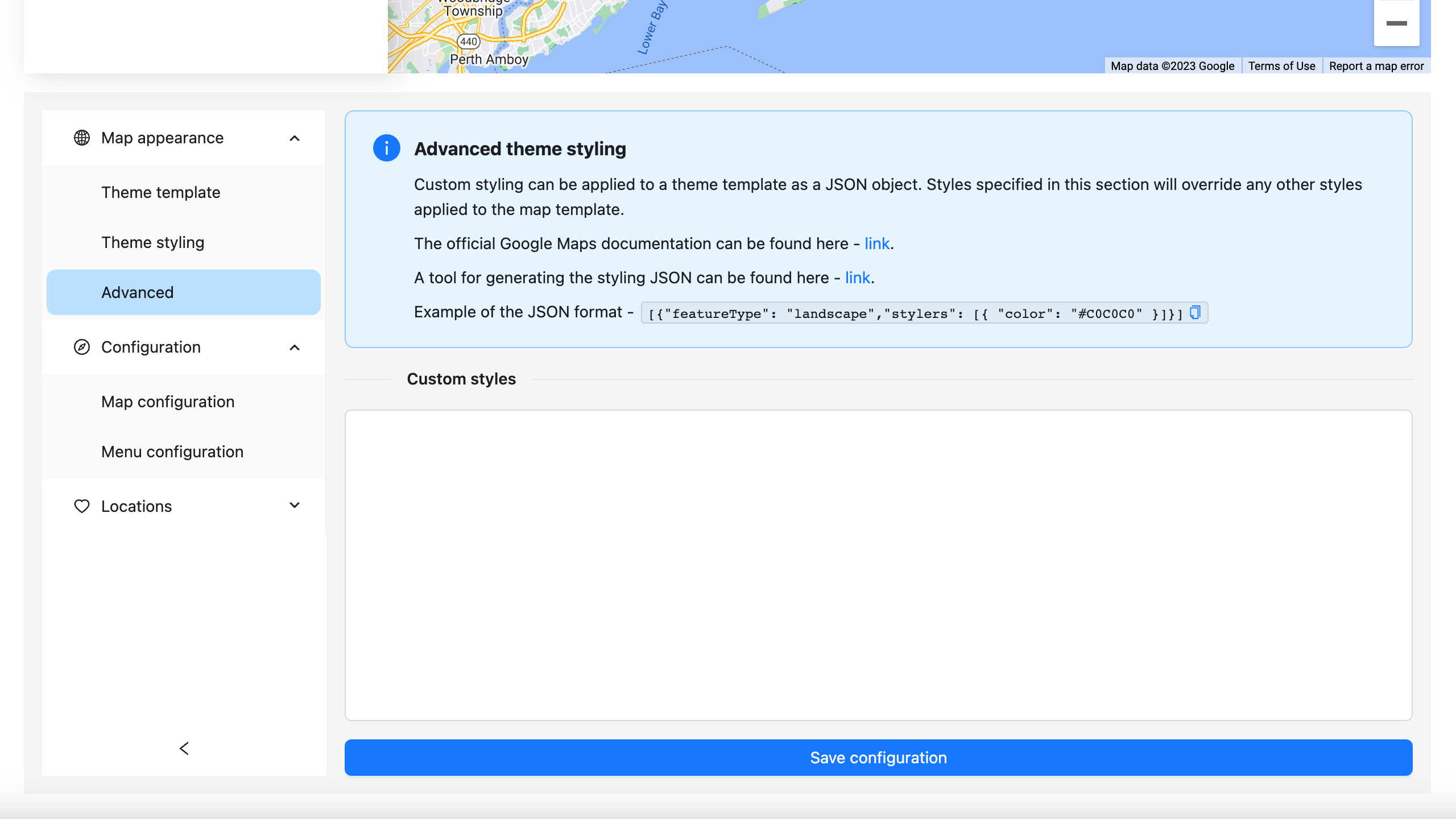 Advanced styling options