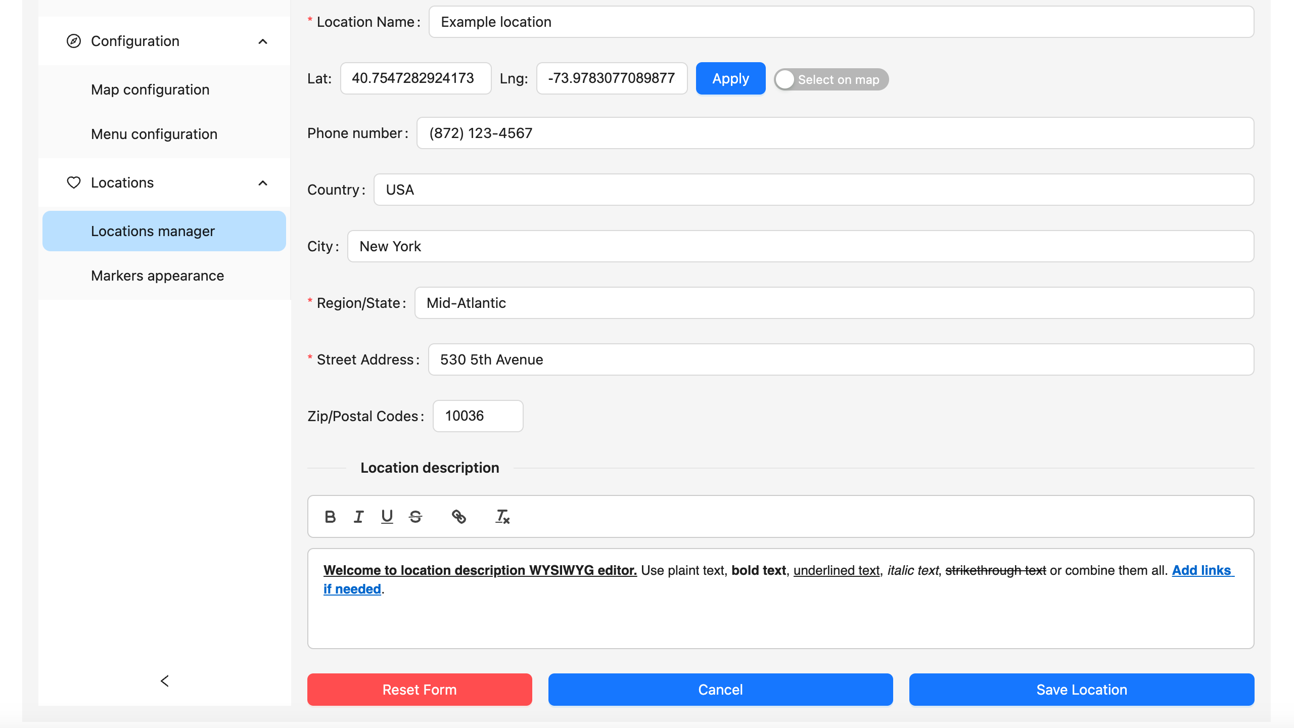 Location creating/editing 2