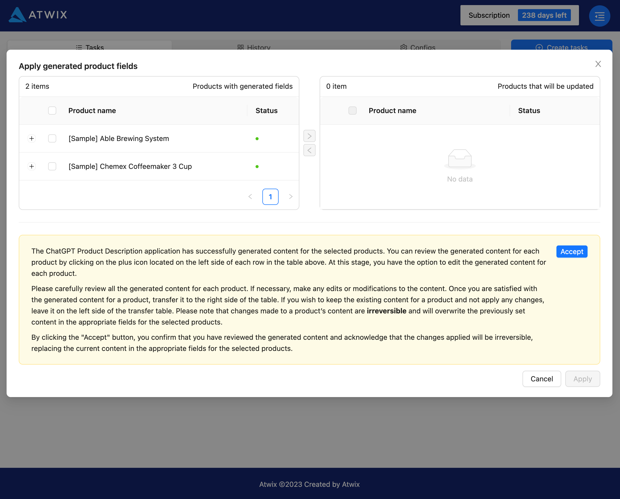 Apply Generated Product Fields