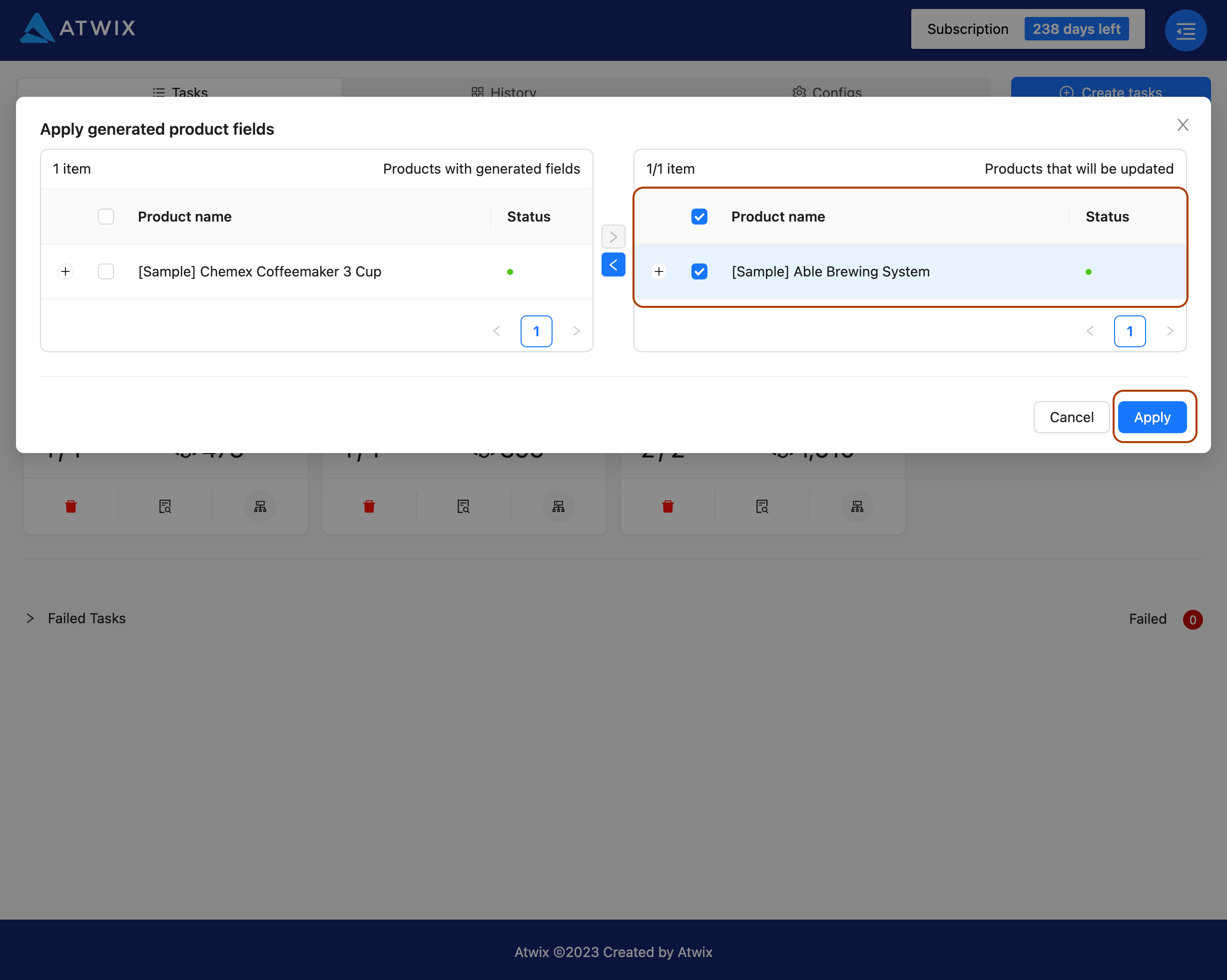 Fields Transfer Apply