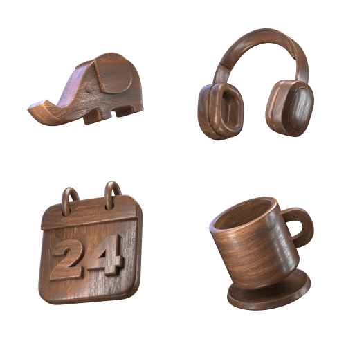 3D Wooden Icons