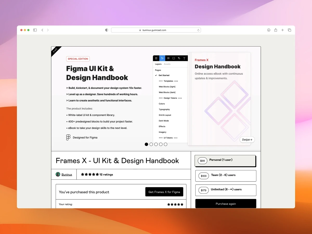 Frames X UI kit and design handbook