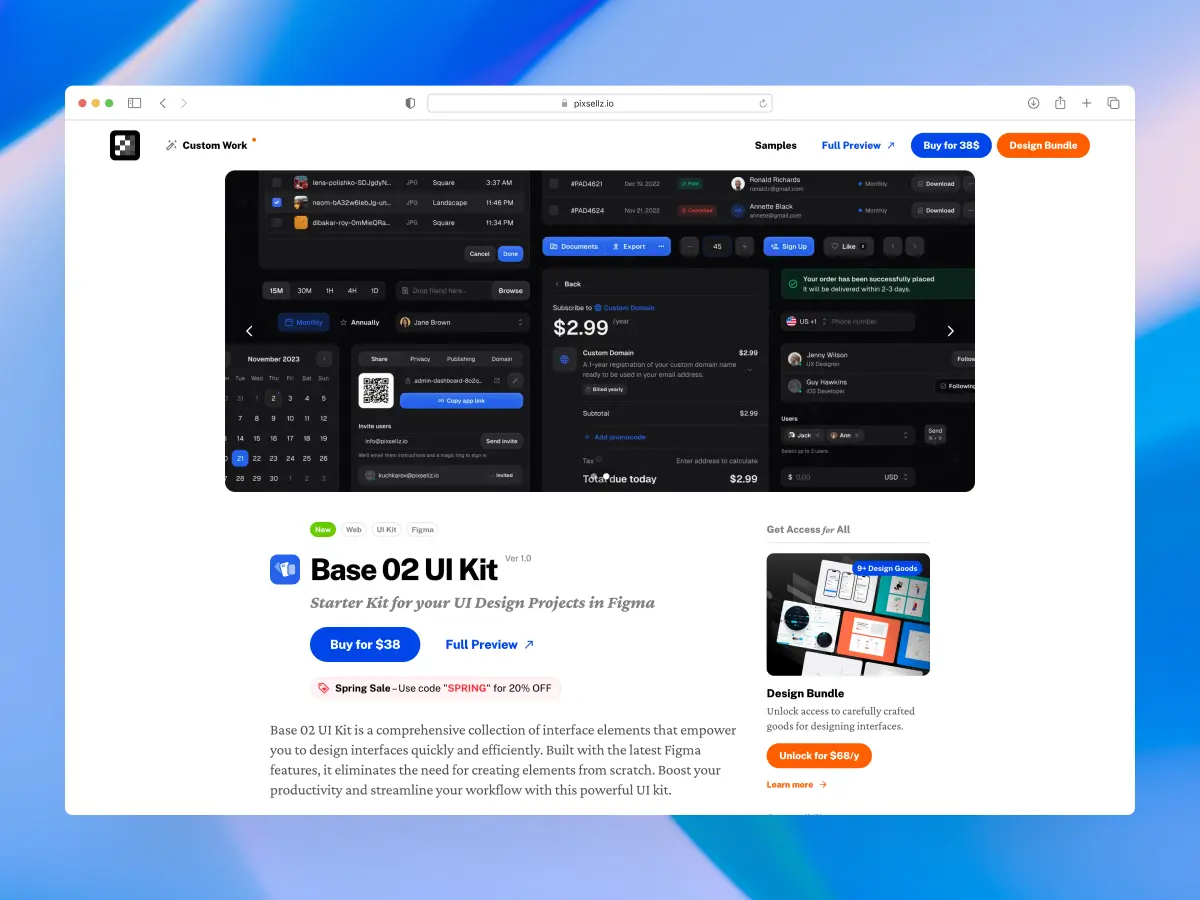 Base 02 UI kit website screenshot