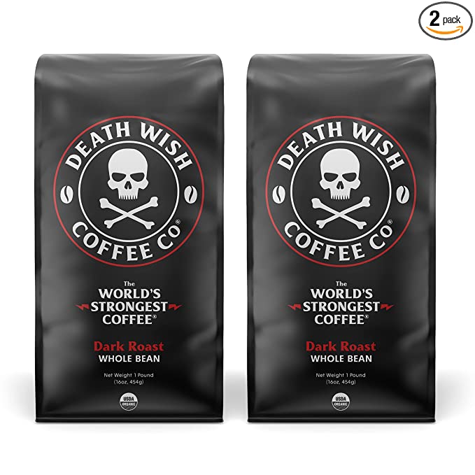 Death Wish Coffee Whole Bean Dark Roast - Extra Kick of Caffeine
