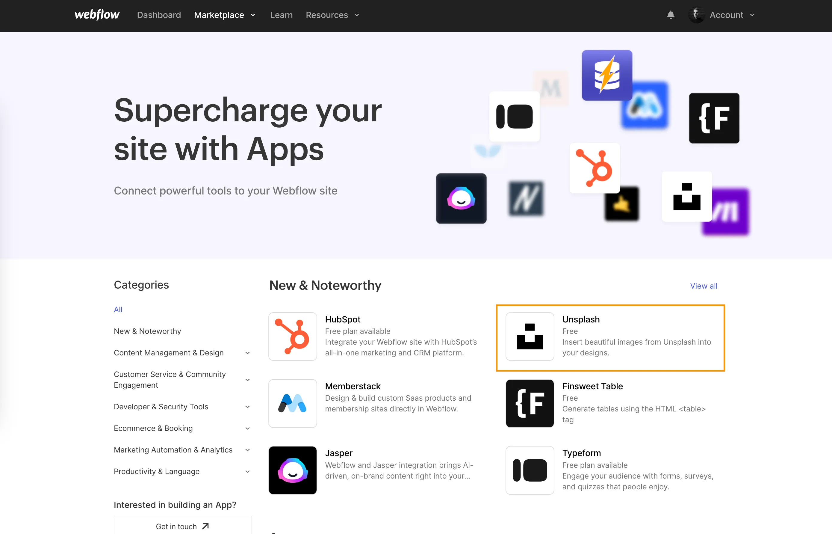 Webflow apps store