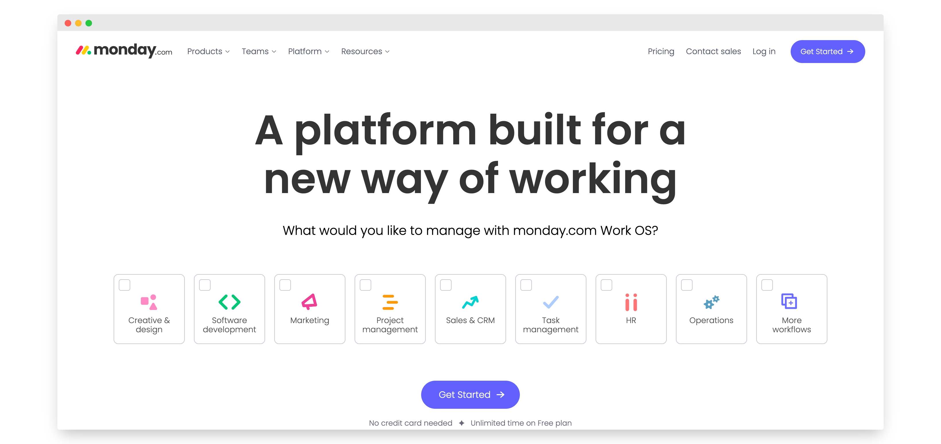 monday.com software homepage