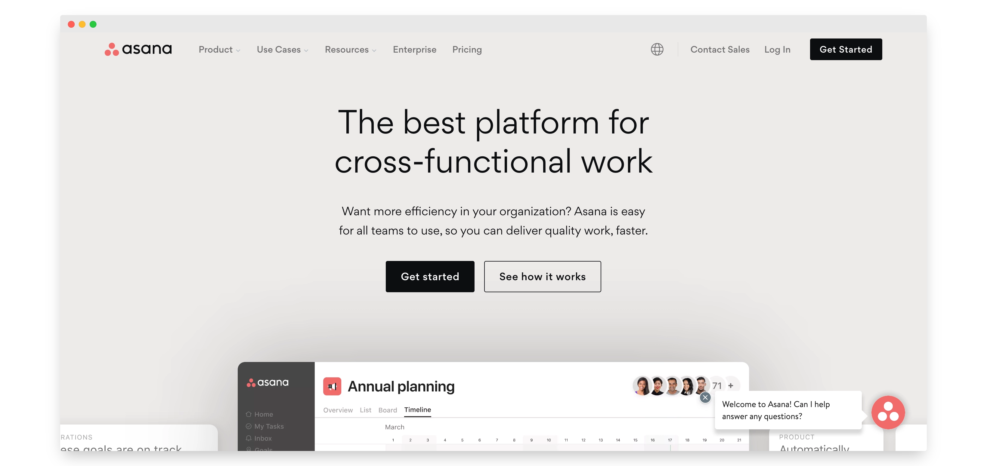 Asana software homepage