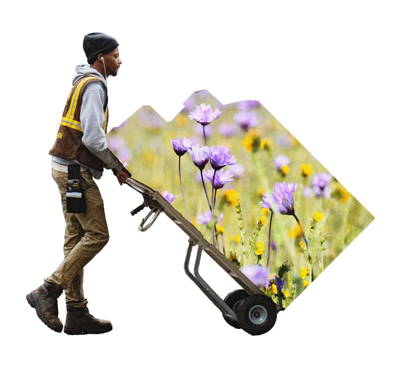 Collage motif delivery man