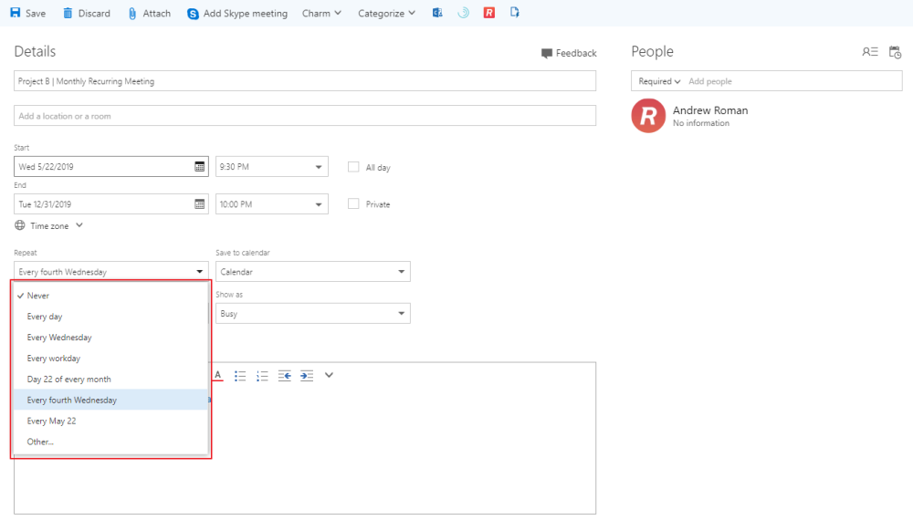 How to schedule recurring meetings in Outlook Robin