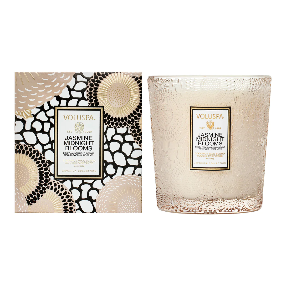 Voluspa JASMINE MIDNIGHT BLOOMS CLASSIC CANDLE at Renata's Organic Skincare