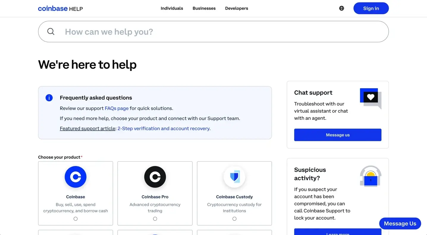 Coinbase: Support Centre.