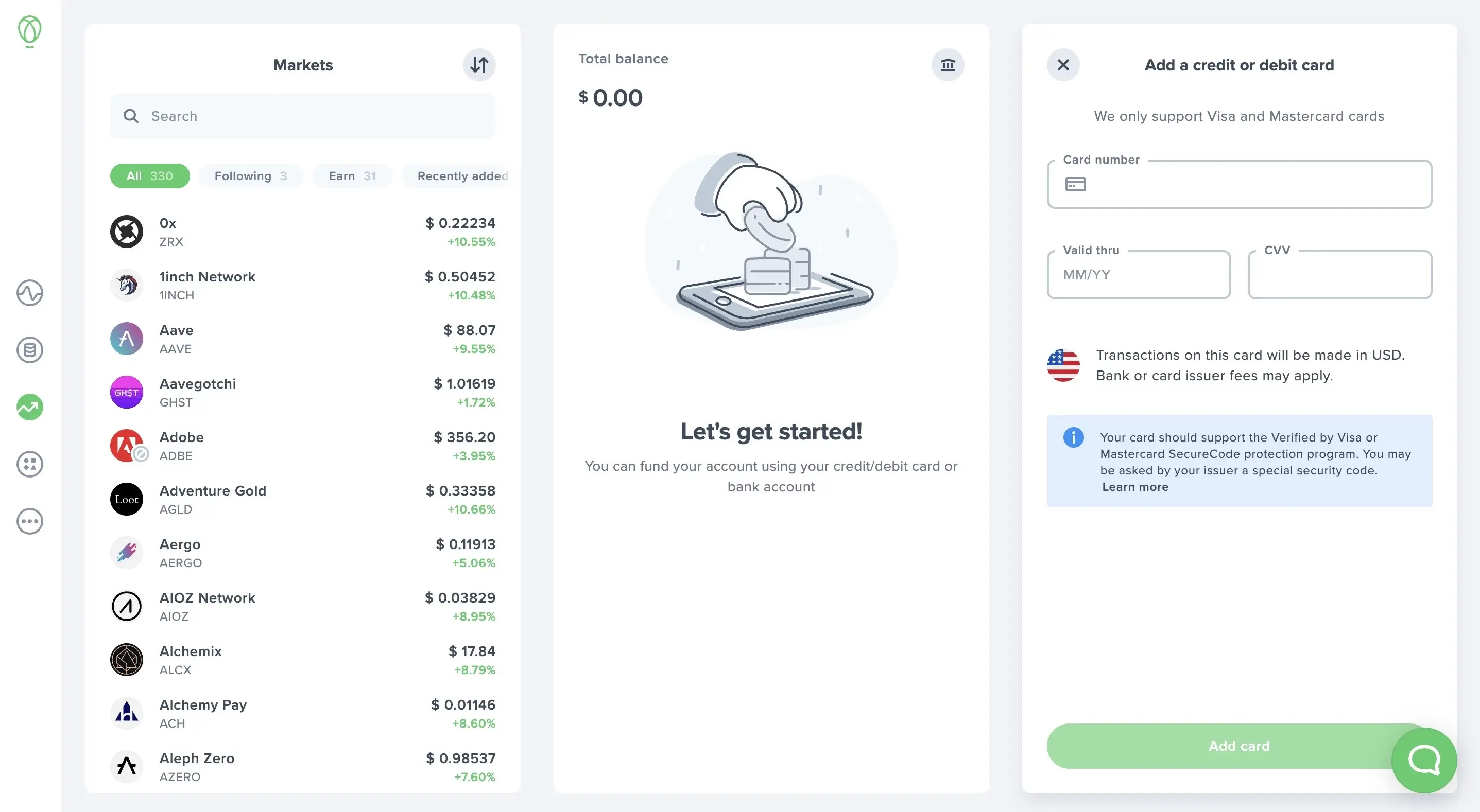 How to buy USDT with a Credit Card.