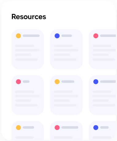 A mockup of a page with resources