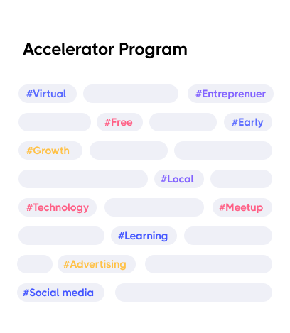 A mockup of a list of events