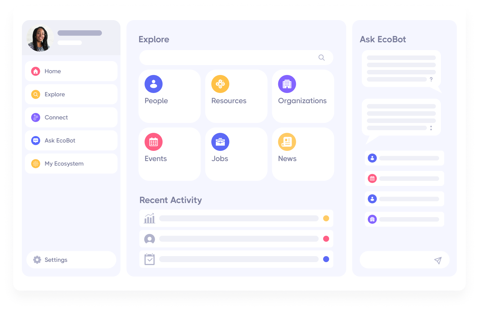 A mockup of a web platform