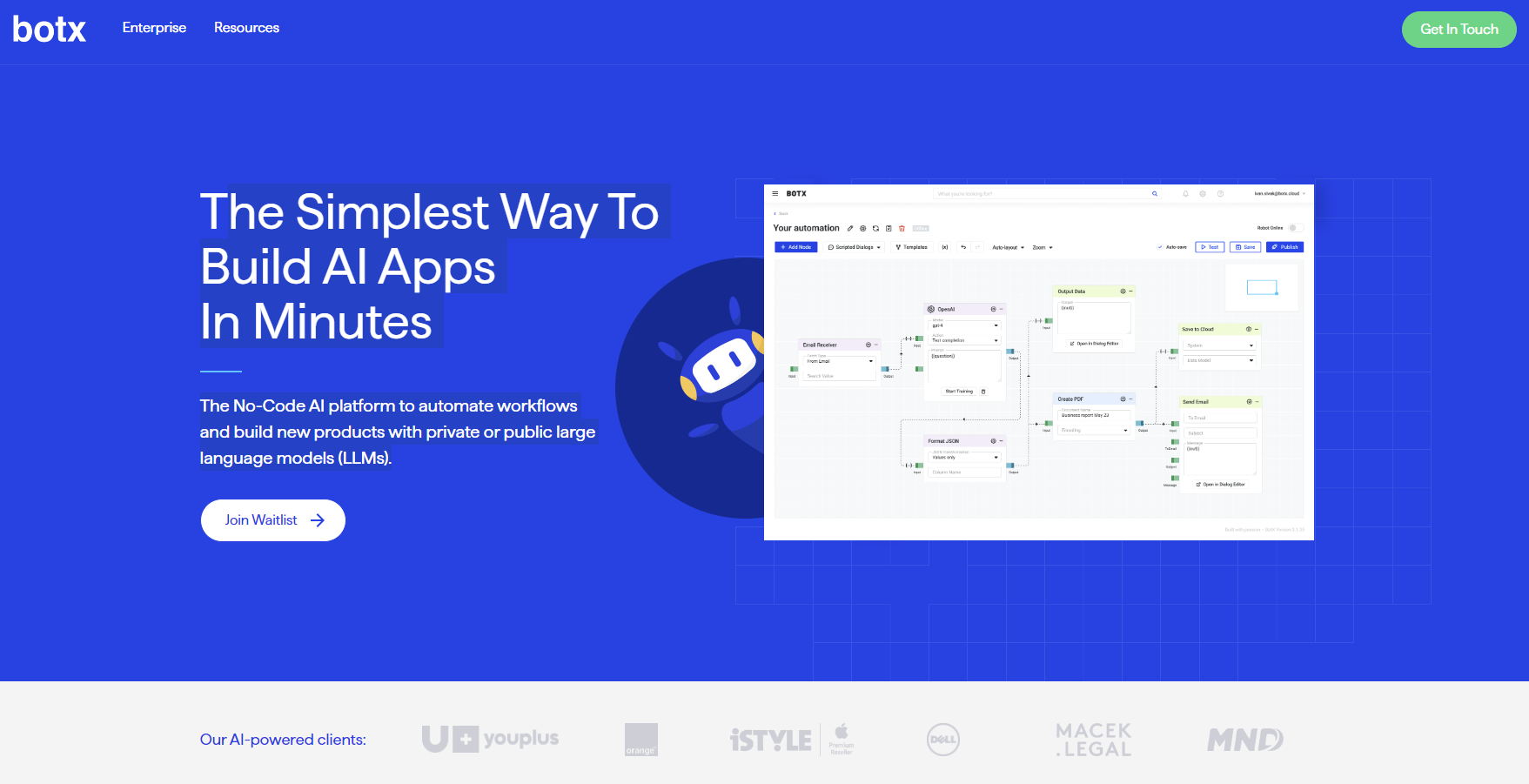 Build AI Workflows with ChatGPT & More No-code | botx