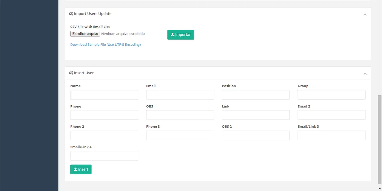 Integration of user data manually