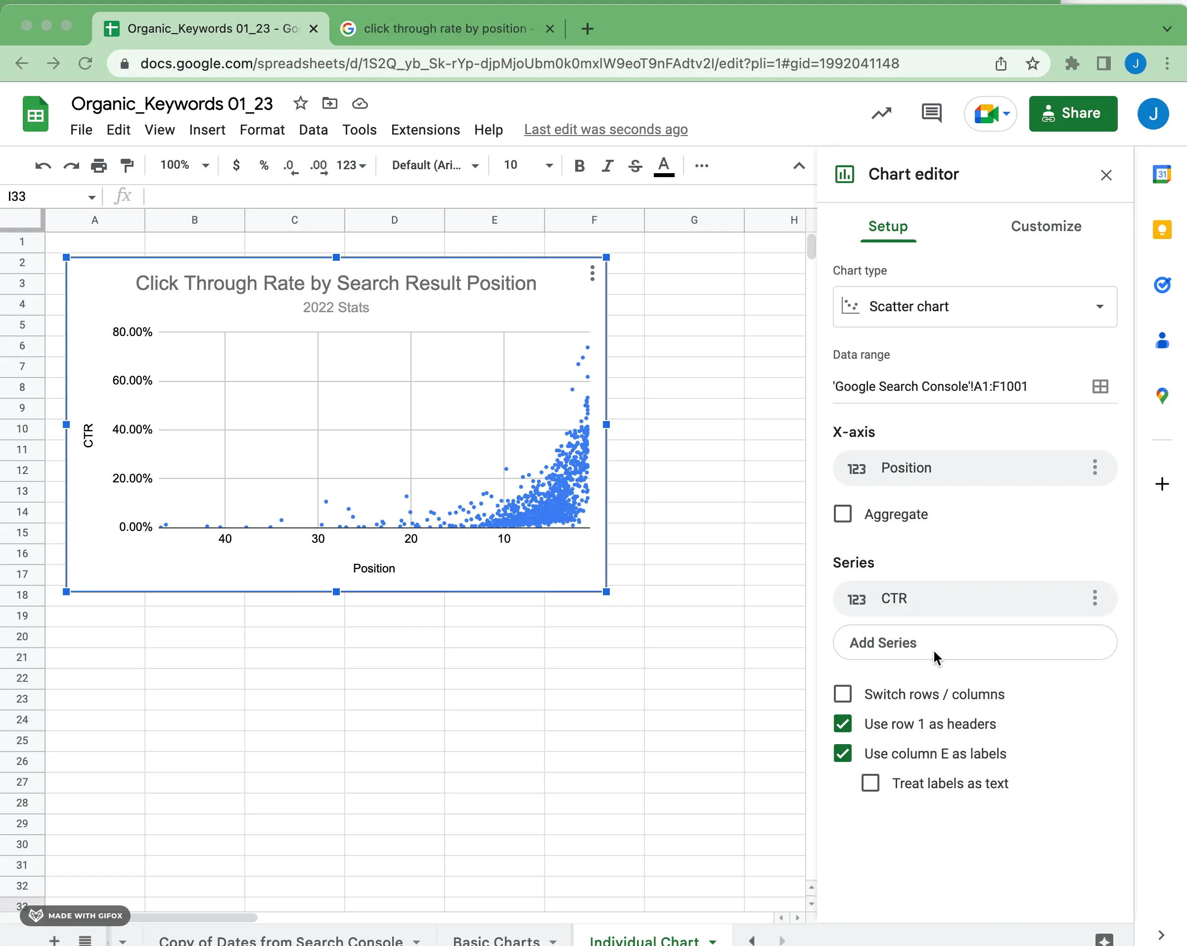 how to make a scatter plot in google sheets