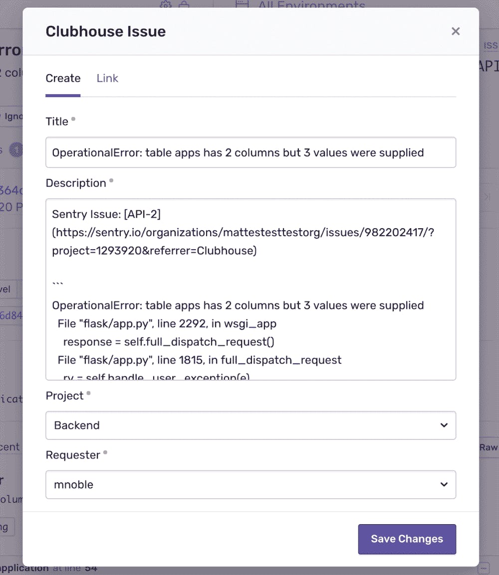 Create a Shortcut Story in Sentry