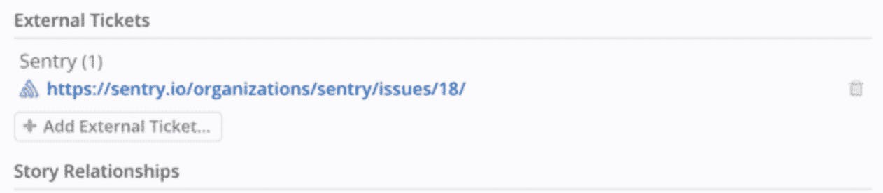 External Sentry Ticket link