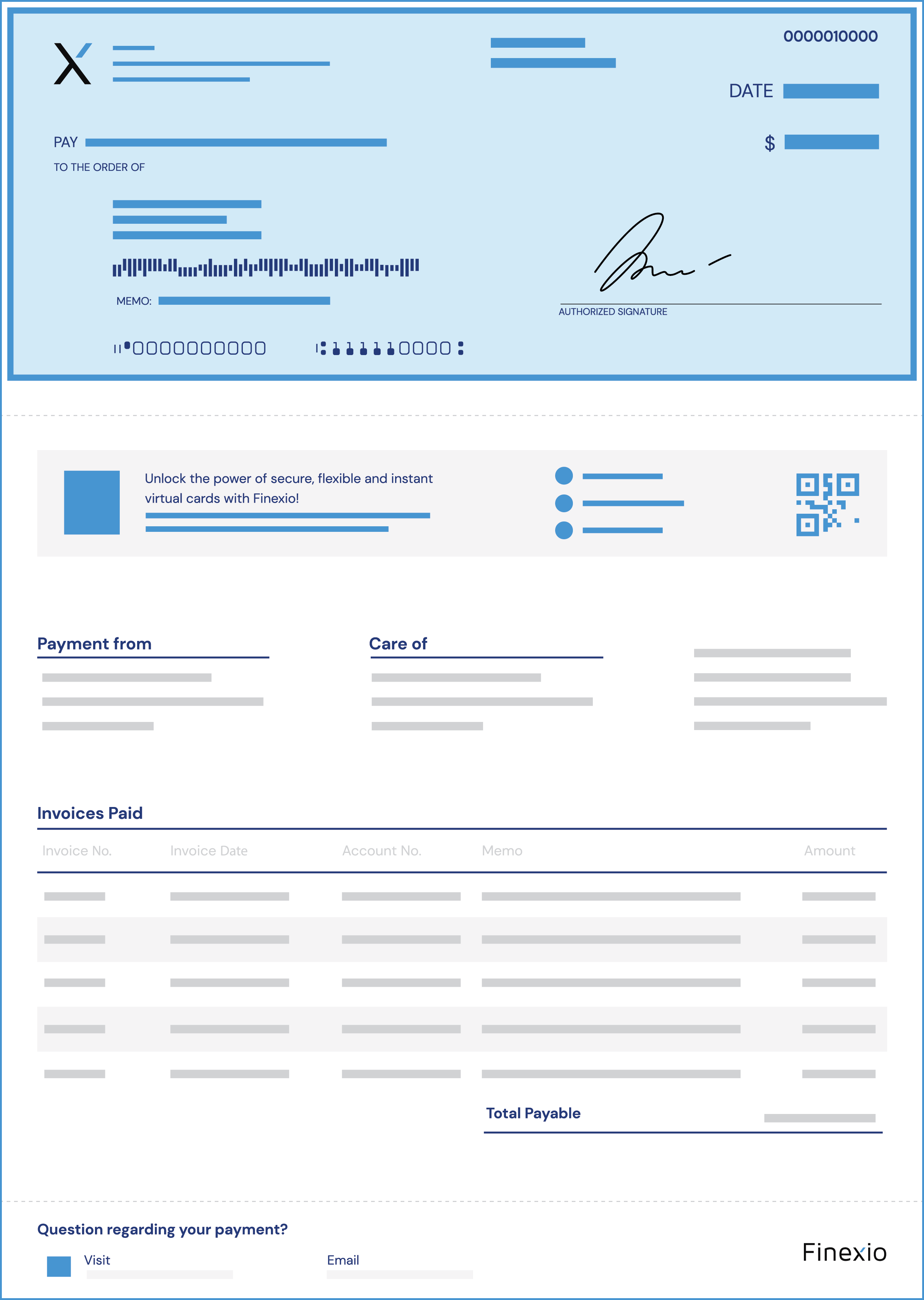 Automated paper check example with remittance information.